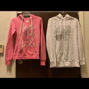 $$ SOLD $$ EUC Aeropostale 2 Pullover Hoodies Bundle Pink and White size Medium